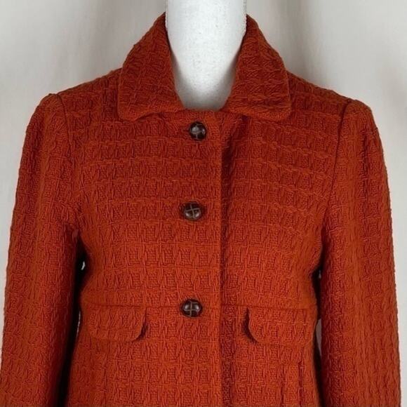 Dialogue Brick Orange Woven Wool Blend  Academia OfficeCore Coat NWOT Size XS - Picture 3 of 11